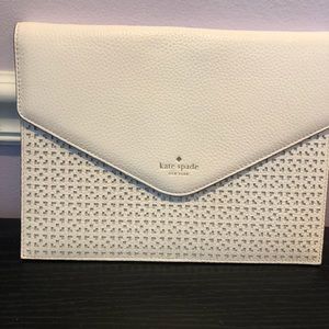Kate Spade envelope clutch white and gold
